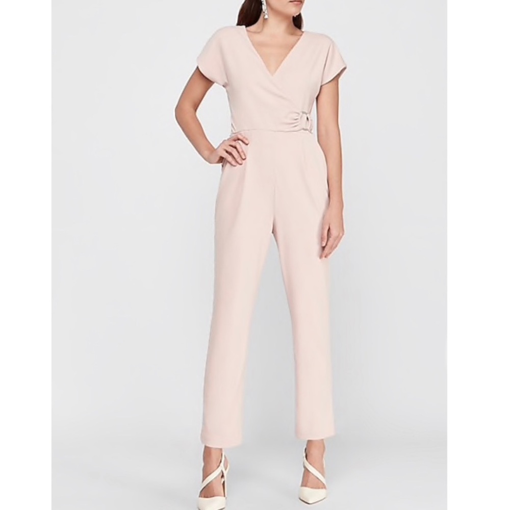 Express Pink Wrap Front O-Ring Jumpsuit